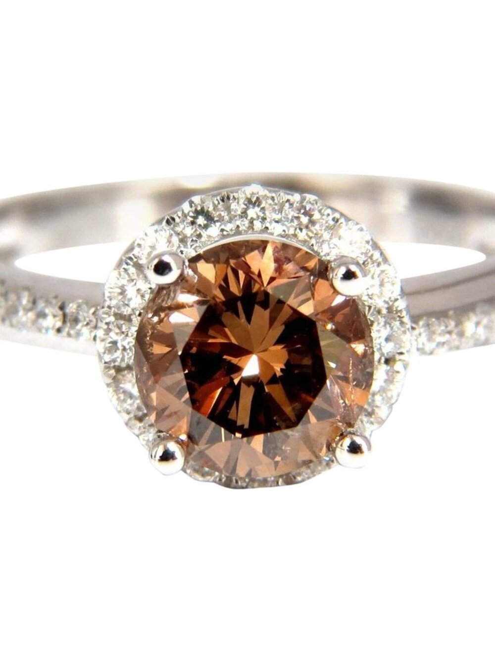 1.78ct natural fancy vivid orange brown diamond ring 18kt*